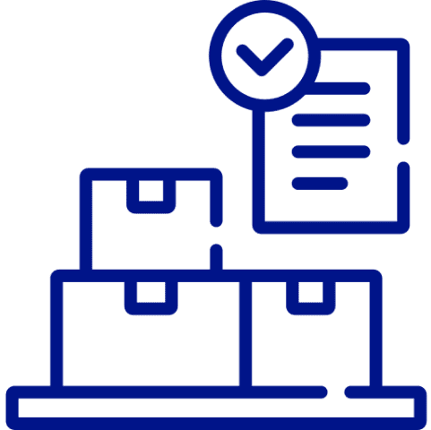 Boxes and checklist icon on black background.