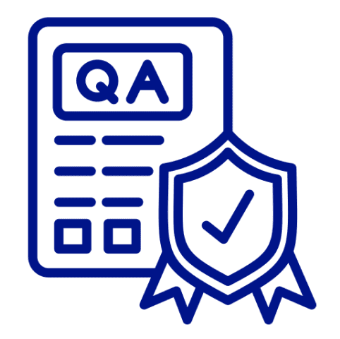 QA document with shield and checkmark.