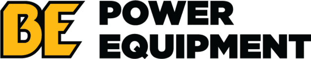 BE Power Equipment logo in black and yellow.